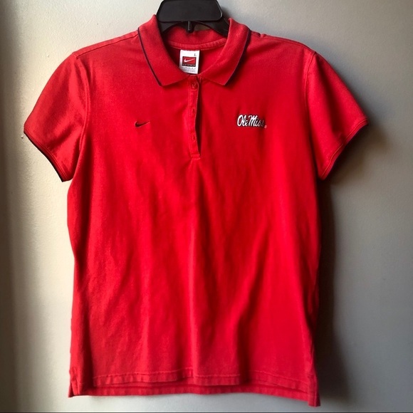 Red Nike Ole Miss polo Shirt Size Large - Picture 4 of 8
